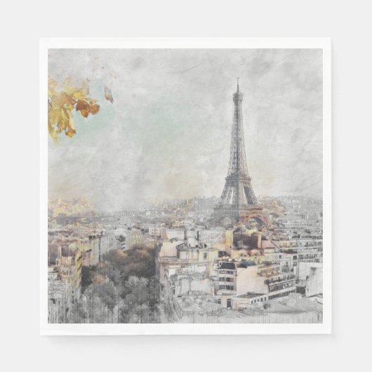 Serviette En Papier Tour Eiffel Paris serviettes en tissu - Romantique (Devant)