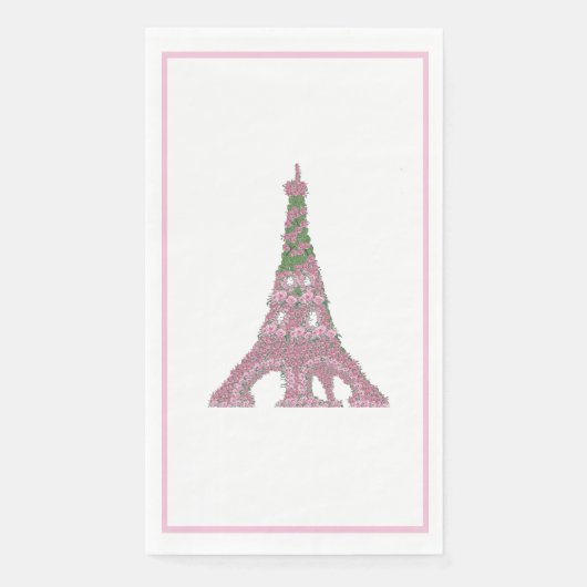 Serviette En Papier Tour Eiffel Rose Rose Art opiacé Papier Invité (Devant)