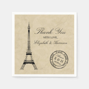 Serviette En Papier Tour Eiffel Vintage Faire-Part de Mariage