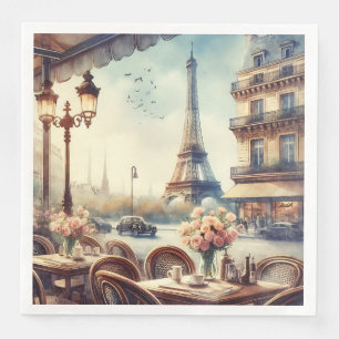 Serviette En Papier Tour Eiffel vintage Paris Peinture