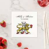 Serviette En Papier Tour Lion Fleur de Lis Crest Emblem C (En situation)