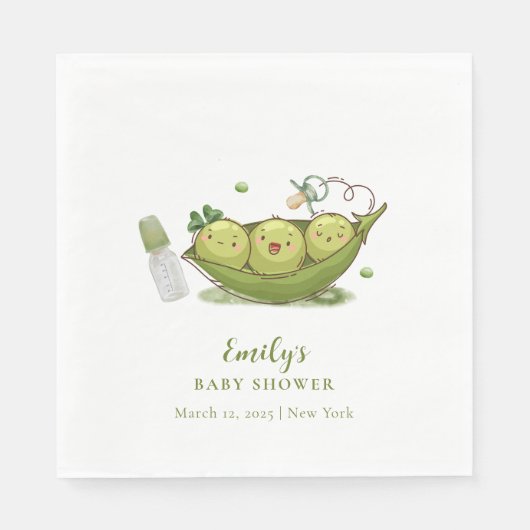 Serviette En Papier Tourbe vert Sage Pea doux dans le Baby shower de p (Devant)