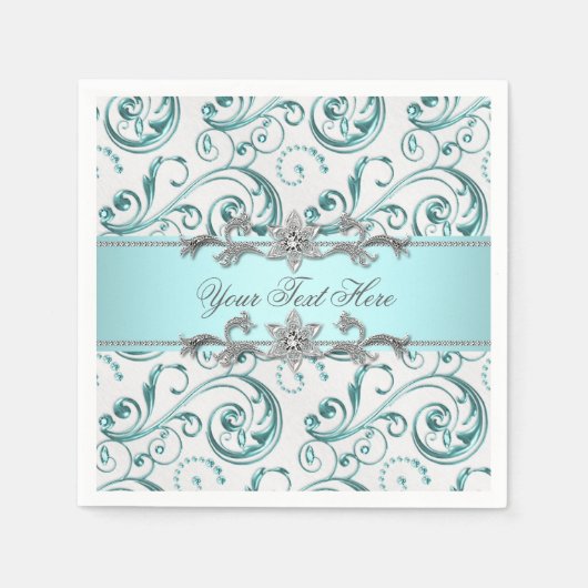 Serviette En Papier Tourbillon bleu sarcelle (Devant)