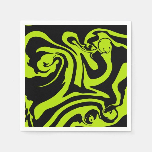 Serviette En Papier Tourbillon de marbre rétro vert et noir (Devant)