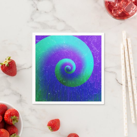 Serviette En Papier Tourbillon de teinture verte et violette (En situation)
