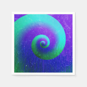 Serviette En Papier Tourbillon de teinture verte et violette