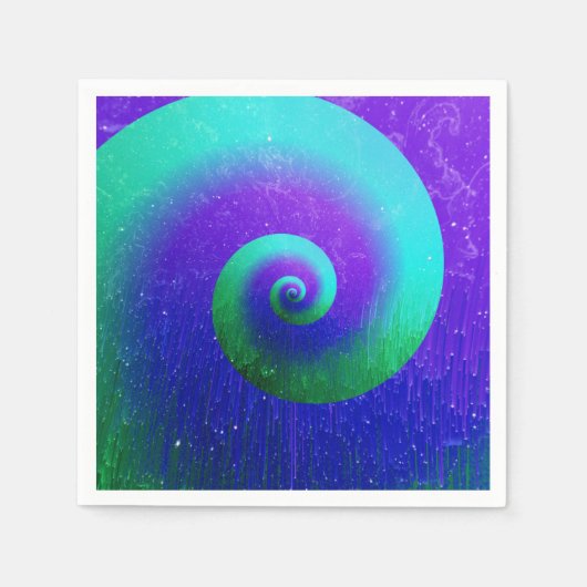 Serviette En Papier Tourbillon de teinture verte et violette (Devant)