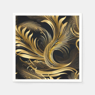 Serviette En Papier Tourbillons dorés Abstraits