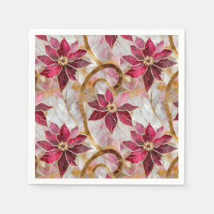 Serviette En Papier Tourbillons dorés Bourgogne Rose Poinsettias de No
