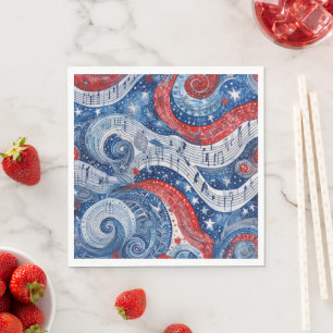 Serviette En Papier Tourbillons musicaux étoilés du quatre juillet