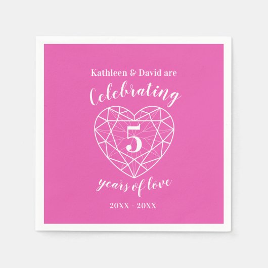 Serviette En Papier Tourmaline rose anniversaire 5 ans d'amour serviet (Devant)