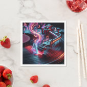 Serviette En Papier Tourne-disque de néon avec disque vinyle (En situation)