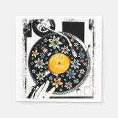 Serviette En Papier Tourne-disque Floral Retro Vinyl Anniversaire Pers (Devant)