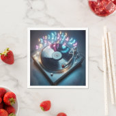 Serviette En Papier Tourne-disque stéréo avec notes néon (En situation)
