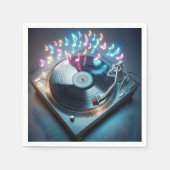 Serviette En Papier Tourne-disque stéréo avec notes néon (Devant)