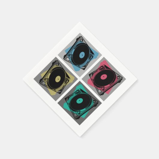Serviette En Papier Tourne-disques d'art pop rétro (Coin)