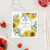 Serviette En Papier Tournesol 21e fête d'anniversaire (En situation)