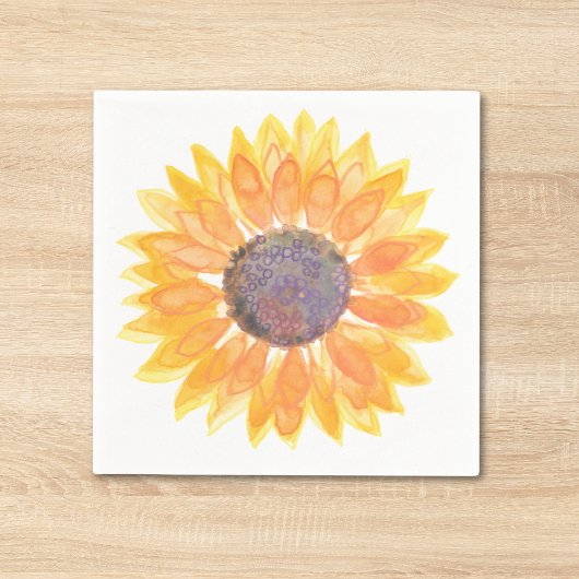 Serviette En Papier Tournesol à l'aquarelle