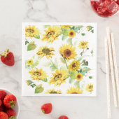 Serviette En Papier Tournesol aquarelle (En situation)