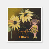 Serviette En Papier Tournesol Aquarelle Cinquième Fille Noir Anniversa (Devant)