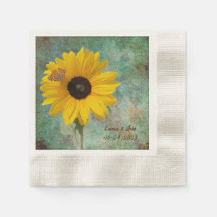 Serviette En Papier Tournesol avec Mariage papillon Cocktail haché