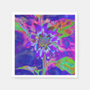 Serviette En Papier Tournesol bleu Abstrait   retro funky