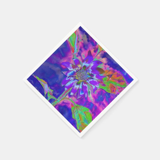 Serviette En Papier Tournesol bleu Abstrait | retro funky (Coin)