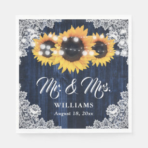 Serviette En Papier Tournesol bleu de la marine russe M. et Mme Mariag