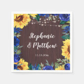 Serviette En Papier Tournesol bleu Rose Rustique Mariage papier Napkin (Devant)