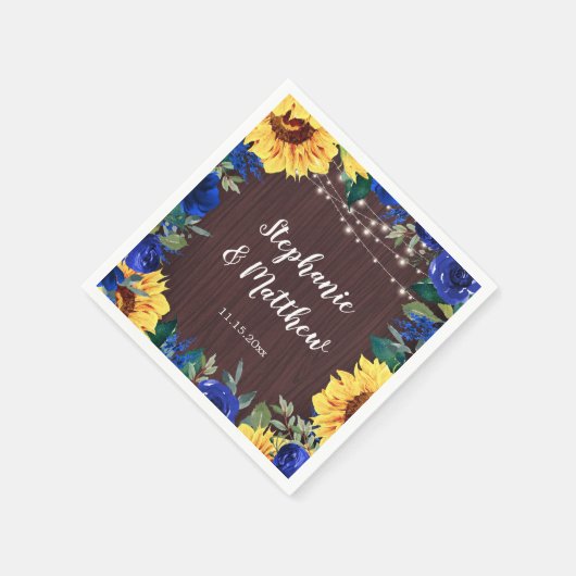 Serviette En Papier Tournesol bleu Rose Rustique Mariage papier Napkin (Coin)