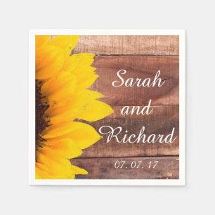 Serviette En Papier Tournesol Bois Rustique Papier Mariage