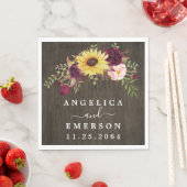 Serviette En Papier Tournesol Bourgogne Roses Rouges Russe Mariage en  (En situation)