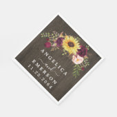 Serviette En Papier Tournesol Bourgogne Roses Rouges Russe Mariage en  (Coin)