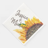 Serviette En Papier Tournesol Brown jaune Mariage blanc Nom du couple (Coin)