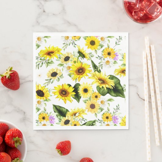 Serviette En Papier Tournesol d'aquarelle 7 (En situation)