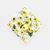 Serviette En Papier Tournesol d'aquarelle 7 (Coin)