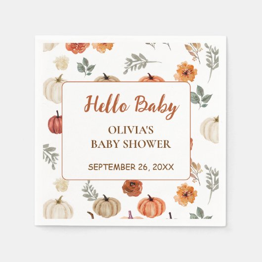 Serviette En Papier Tournesol de citrouille d'automne (Devant)