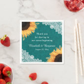 Serviette En Papier Tournesol de dentelle de Burlap rustique et Mariag (En situation)