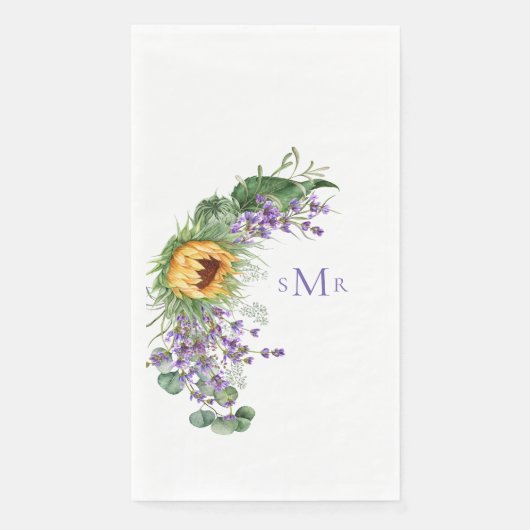 Serviette En Papier Tournesol de monogramme de lavande (Devant)