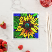 Serviette En Papier Tournesol de pays en verre teint rustique (En situation)