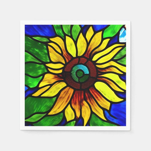 Serviette En Papier Tournesol de pays en verre teint rustique (Devant)