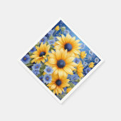 Serviette En Papier Tournesol Élégant Avec Fleurs sauvages Bleus Doux (Coin)