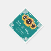 Serviette En Papier Tournesol en dentelle rustique turquoise M. et Mme (Coin)