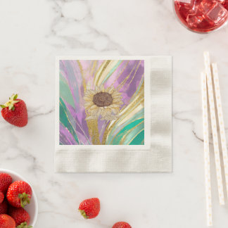 Serviette En Papier Tournesol en métal artistique cocktail en papier f