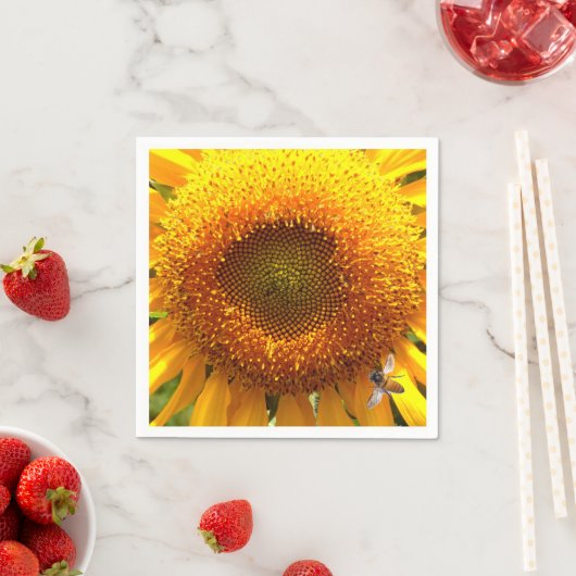 Serviette En Papier Tournesol et abeille (En situation)