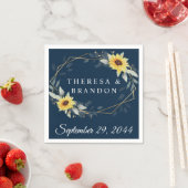 Serviette En Papier Tournesol et bleu marine Mariage géométrique russe (En situation)