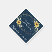 Serviette En Papier Tournesol et bleu marine Mariage géométrique russe (Coin)