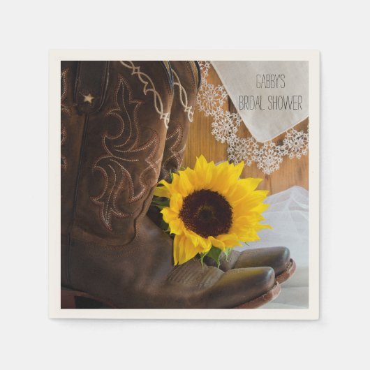 Serviette En Papier Tournesol et dentelle Fête des mariées occidentale (Devant)
