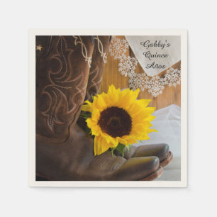 Serviette En Papier Tournesol et dentelle Ouest Quinceañera