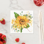 Serviette En Papier Tournesol et libellule chute (En situation)